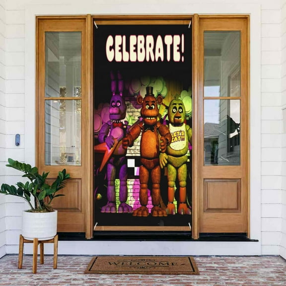 Five Nights At Freddy'S Door Cover Decorations Door Banner Porch Sign Banner For Indoor Outdoor Wall Home Party Supplies 72.8 x 35.4 Inch