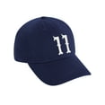 thumbnail image 3 of Daxton 3D Vintage Custom Number Low Profile Adjustable Baseball Dad Hat Cap, Navy White, 11, 3 of 3