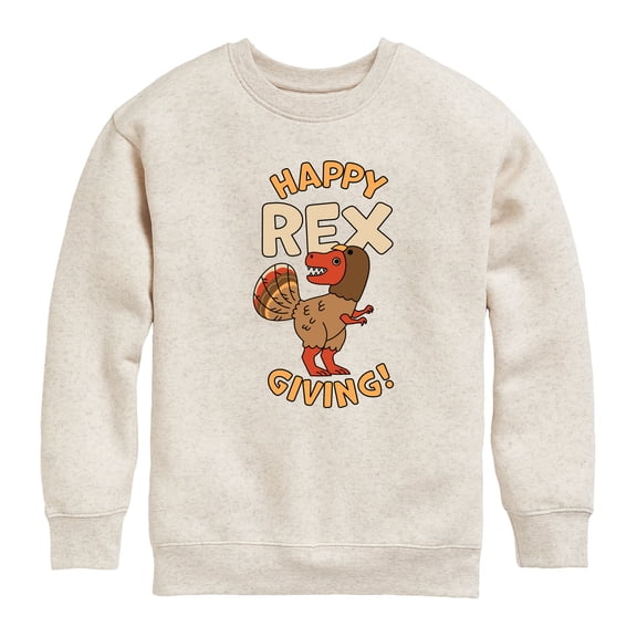 Instant Message - Happy Rex Giving - Toddler & Youth Crewneck Fleece Sweatshirt