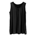 thumbnail image 2 of QUINDOS Womens Tops Summer Ribbed Black Solid Color Loose Sleeveless Round Neck T-shirt Home Tops Thin Bottoming Shirt Womens Tank Tops, 2 of 9