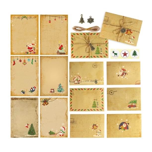 Wosthever Sobre de Navidad Festival Papel de escritura de Navidad Atmósferas Decoración Tarjeta Craft Sticker Papelería Cuerda de cáñamo Fotografía Kits de decoración para fiestas Wosthever HA071688-00
