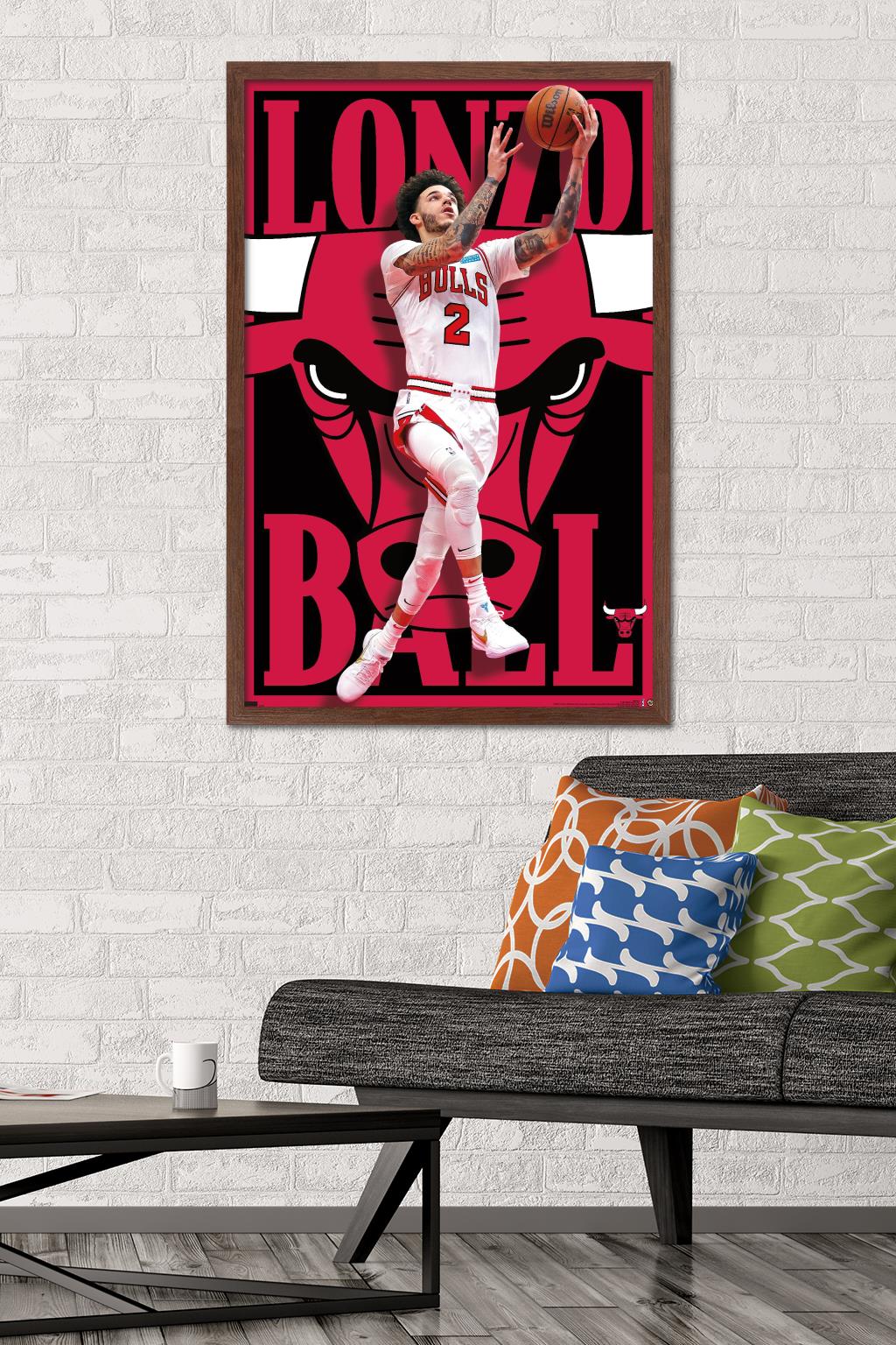 NBA Chicago Bulls - Lonzo Ball 22 Wall Poster, 22.375" x 34" Framed
