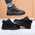 thumbnail image 4 of Men's Fleece Lined Lace Up Snow Boots Winter Warm High Top Slip On Sneakers Casual Non Slip Ankle Booties Black 10, 4 of 8