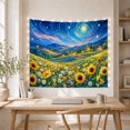 thumbnail image 5 of Layered Sunflower Meadow Beneath Swirling Sky, Serene Illustration for Nature Lovers, Wildflower Landscape Art, Housewarming Gift, Tapestry Wall Hanging for Bedroom and Dorm, 5 of 7