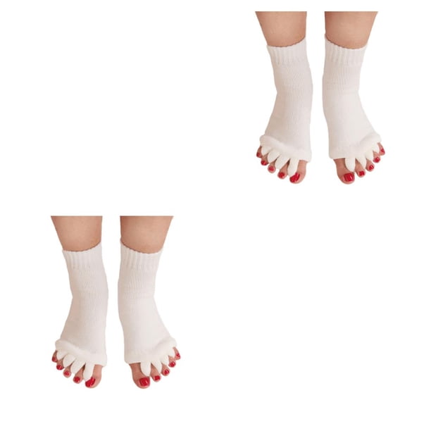 Greeniant 1 Pair 5 Toe Socks Overlapping Color Comfortable Breathable Dressing Solid Separation Relaxing Hosiery blanco 2piezas Greeniant CBP096066