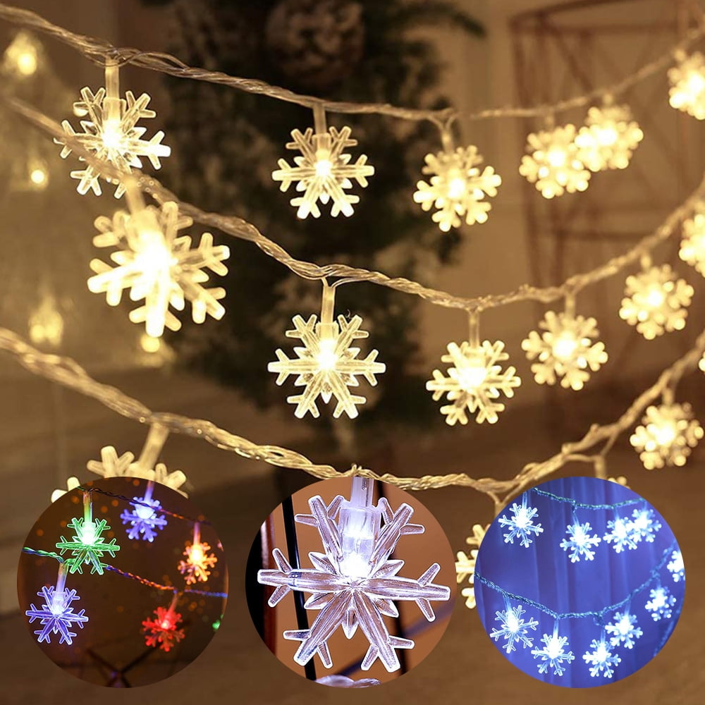 2x LED Snowflake Fairy Strings Window Christmas Tree Wedding Party Light Decor 