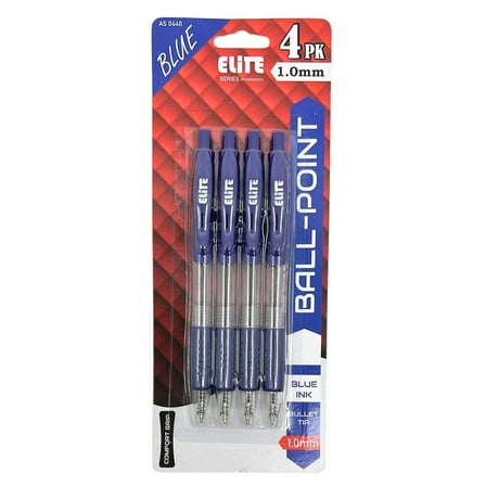 Elite Series Blue Gel Ballpoint Pens – 1.0mm Bold Bullet Tip: 4CT