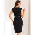thumbnail image 3 of DARING DIVA Women's Cap Sleeve Boat Neck Pencil Dresses XS Black, 3 of 6