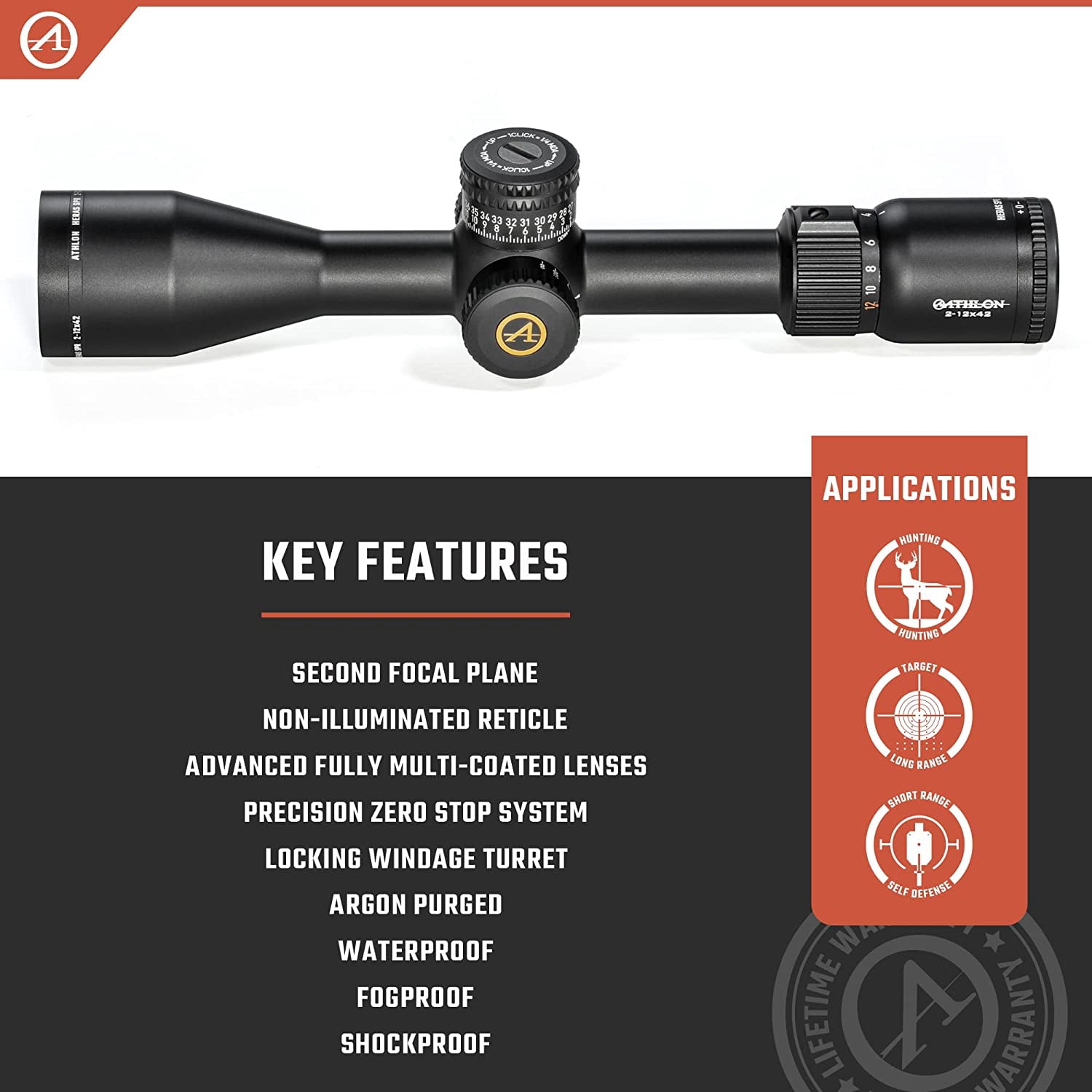 Athlon Optics Heras SPR Rifle Scope 2-12x 42mm AAGR1 MOA Reticle Matte Black