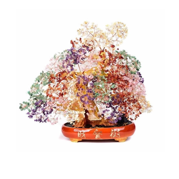 Árbol de chakras con cuentas de gemas, árbol de cristal, cristales de Reiki y piedras curativas, adorno de árbol de cristal espiritual for decoración de escritorio de oficina.