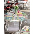 thumbnail image 4 of Outdoor Tablecloth with Umbrella Hole and Zipper, Easter Round Table Cloth 54 Inch Waterproof Tablecloth, Vintage Colorful Bunny Eggs Flowers Polka Dot Plaid Picnic Table Cover for Patio Camping, 4 of 7
