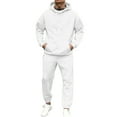 thumbnail image 2 of CharmCyan Men’s Hoodie and Sweatpants Set Pullover Long Sleeve Hooded Top with Drawstring Waist Jogger Pants Casual Tracksuit Outfit White XL, 2 of 2