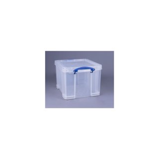 Really Useful Boxes Plastic Storage Box 32 Liters 19in. x 14in. x 12in. Clear
