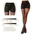 thumbnail image 5 of G&Y Women's Sheer Tights - 20D Control Top Pantyhose with Reinforced Toes, 3 Pairs, Black, 2XL, 5 of 6