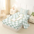 thumbnail image 2 of Feelyou Glitter Print Letter I Twin Sheet Sets for Girls, Buffalo Checkered Bedding for Kids, Green, 3pcs, 2 of 5