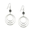 thumbnail image 4 of Color Choices Round Beaded Hoop .925 Sterling Silver Earrings - Hematite, 4 of 4
