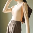thumbnail image 4 of Camisas de manga larga con cuello alto para mujer, moda de otoño, capas básicas, ajustadas, ropa interior, 4 of 5