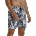 thumbnail image 5 of Wyobmus Mens Lightweight Hawaiian Short Plus Size Casual Drawstring Surfing Short Summer Beach Shorts B-Black, 5 of 7