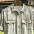 thumbnail image 5 of ZCFZJW Western Shirts for Men Vintage Printed Short Sleeve Button Down Distressed Washed T-Shirts Big and Tall Regular Fit Work Business Shirt with Pockets Beige L, 5 of 5