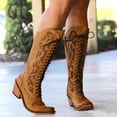 thumbnail image 4 of Cathalem Women's Mid-Calf Boots Female Shoes Adult Knee Boots for Women Wide Calf Fashion Women Artificial Leather Solid Color Autumn Wide Width Boots for Women Wide Calf (Brown, 6.5), 4 of 7