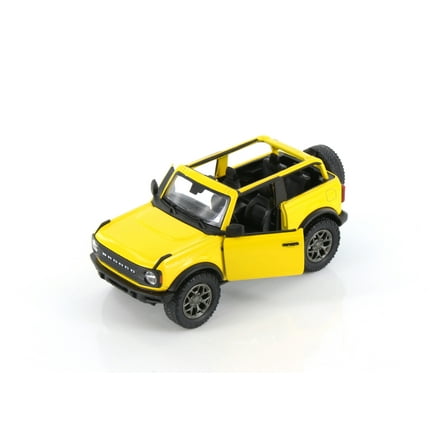 2022 Ford Bronco Open Top, Yellow - Kinsmart 5438DA - 1/34 Scale Diecast Model Car