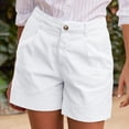 thumbnail image 5 of Cotton Linen High Waist Button Fly Baggy Business Work Summer Shorts Pockets for Women, 5 of 6