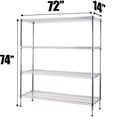 thumbnail image 2 of 14" Deep x 72" Wide x 74" High 4 Tier Commercial Storage Rack Unit | NSF Chrome Wire Shelving Kit, 2 of 5
