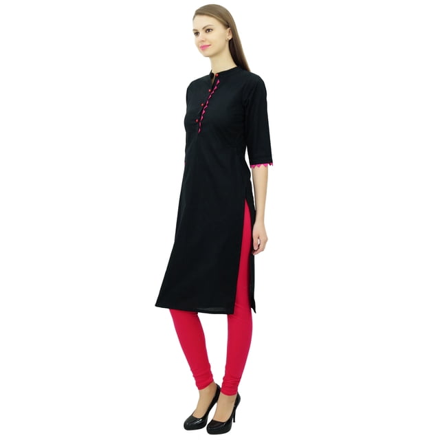 Phagun Kurti Uni en Coton Tunique de Designer Col Mandarin Kurta Ethnique Décontractée Blouse