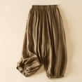 thumbnail image 7 of hotojiny Women's Capri Pants Flowy Elastic Waist Linen Pants Pleated Cinch Bottom Loose Casual Cropped Trouser with Pockets, 7 of 7