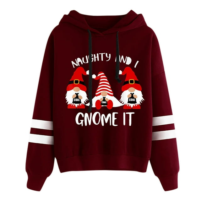 Femmes Sweat-Shirt de Noël Hoodie Chaud Cardigan Mignon Imprimé Pull Col Rond Outwear Mi Longueur Veste de Mode Contraste Couleur Chemisier