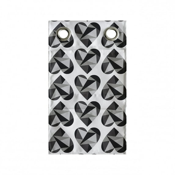 Hearts Hanging Pocket Organizer, Polygonal Geometric Design Triangular Love Pattern, Printed Polyester Storage Bag with Pockets, 9" x 27", Grey White