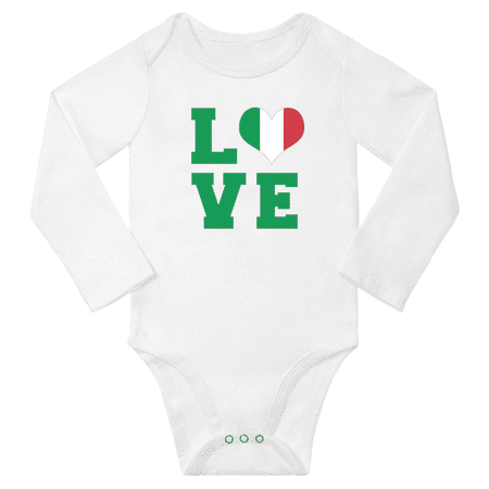

Love Italy Heart Flag Baby Long Slevve Bodysuit Jumpsuits (White 12-18 Months)
