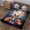 thumbnail image 3 of Happy Halloween Vampire Boston Terrier BOO with Pumpkins Fun and Spooky Quilt Bedding Set Gentleman Dog Lover Gifts 1 Blanket Bed Cover 2 Pillowcases - 00018, 3 of 5