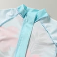 thumbnail image 4 of Toddler Summer Girls Long Sleeve Floral Leaf Print Girls Kids Swimwear With Hat 2pcs 18 Months-24 Months Light Blue, 4 of 6