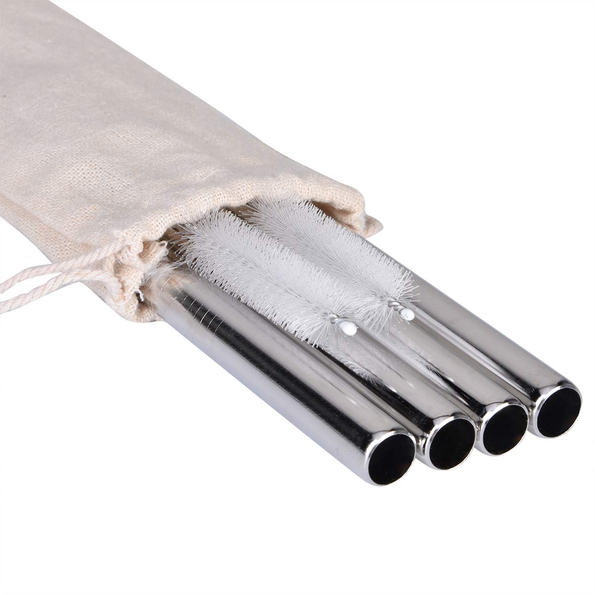 Littlegood Extra Wide Stainless Steel Reusable Straws 1/2' Metal