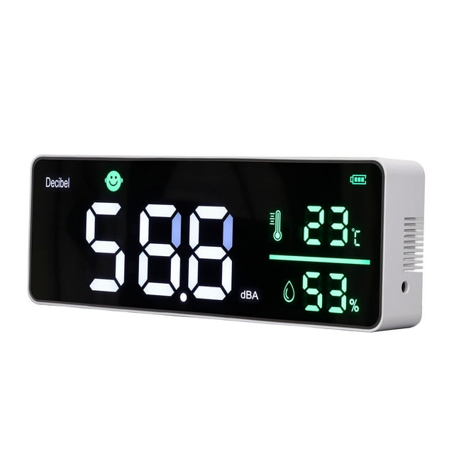 Medidor De Ruido, Medidor De Nivel De Sonido Carcasa De ABS Pantalla Precisa De 11 Pulgadas Brillo Ajustable Alarma Automática Batería Multifuncional De 2000 MAh Con Cable USB