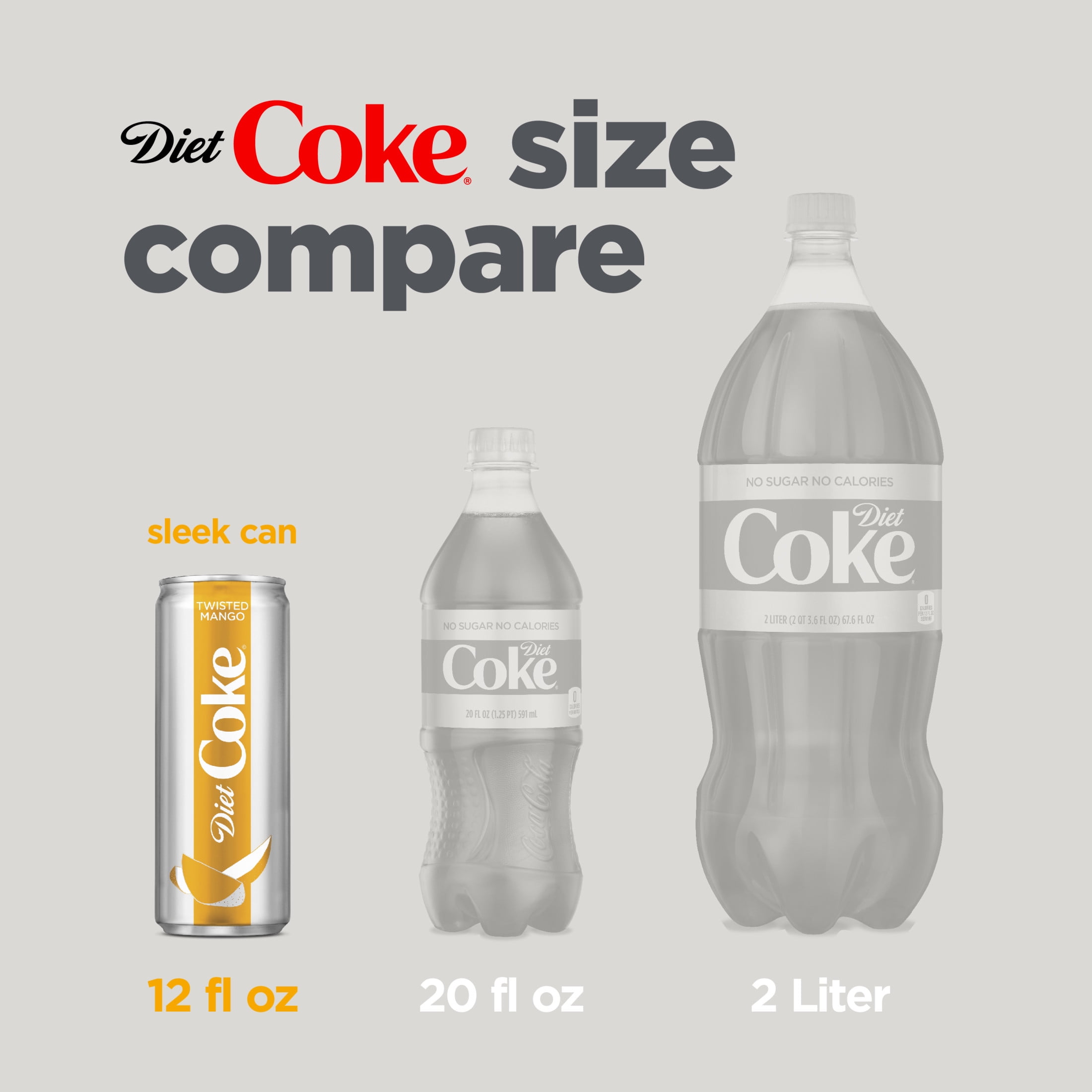 Diet Coke Twisted Mango Soda Soft Drink, 12 fl oz, 8 Pack