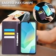 thumbnail image 2 of ELEHOLD Case for Samsung Galaxy A16 5G, Flower Embossed Flip Leather Wallet Phone Case with 3 Card Slots & Wrist Strap,Darkpurple, 2 of 8
