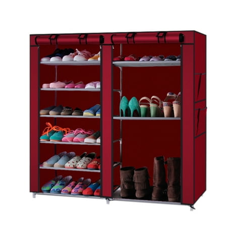 2 Line 6 Row Shoe Cabinet Non Woven Fabric Shoe Rack Boots Storage