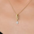 thumbnail image 3 of Gem Stone King 14K Yellow Gold White Moissanite and Lab Grown Diamond Pendant Necklace for Women | 0.26 Cttw | Gemstone Birthstone | Marquise 6X3MM | With 18 inch Chain, 3 of 7