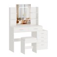 thumbnail image 2 of Makeup Vanity Desk with LED Mirror – 3-Color Lighted Makeup Table with 6 Drawers & 4 Open Shelves, Adjustable Lighting, Stool, and Built-In Charging Station, 2 of 8