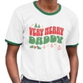 thumbnail image 2 of Very Merry Daddy Ringer Tee Shirt Unisex Small White/Kelly Green, 2 of 5