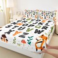thumbnail image 3 of Homewish 26 Letters Alphabet Bed Sheets,Cartoon Fox Mushroom King Sheets,White Orange Black Sheet Set For Girl Boys,Microfiber Bedroom Decor,4-Piece, 3 of 7
