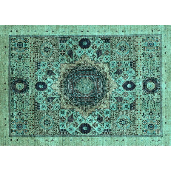 Ahgly Company Indoor Rectangle Abstract Light Blue Modern Area Rugs, 2' x 3'