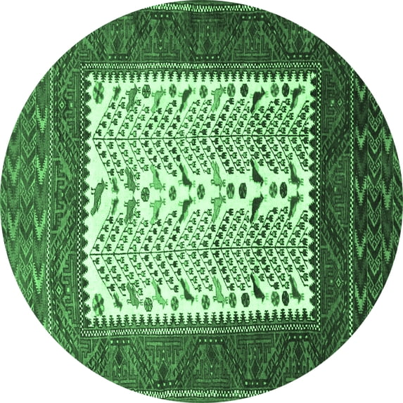 Ahgly Company Indoor Round Persian Emerald Green Traditional Area Rugs, 8' Round