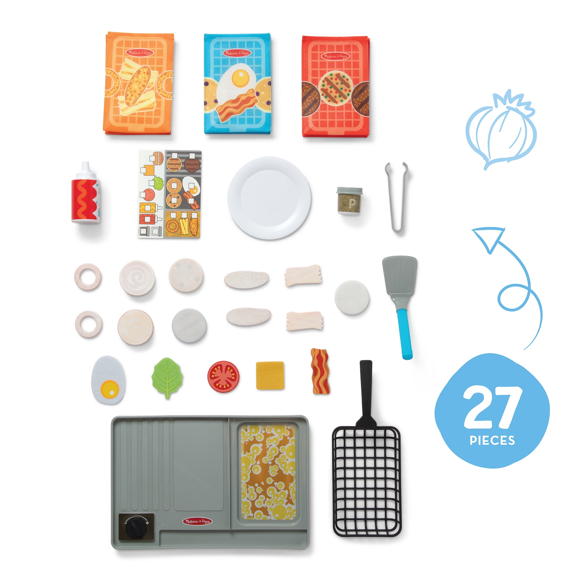 Melissa & Doug Flip & Fry Grill Play Set with Water WOW!® Color Reveal Play Food Preschool Toy Ages 3+