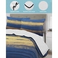 thumbnail image 4 of Quilts Full Size, Navy Blue Yellow Soft Comforter Bedding Set for Bed, Modern Abstract Striped Art Lightweight Quilted Bedspread with Pillow Cover(2 Pieces) for All Season, 78x90 Inch, 4 of 6