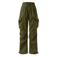 thumbnail image 5 of WTXUE Cargo Pants For Women High Waisted, Womens Trousers 2024 Cargo Pants Woman Relaxed Fit Waisted Zipper Slim Drawstring Waist Pockets, Slacks Scrub Pants Pantalones De Mujer, 5-Olive green, 5 of 7