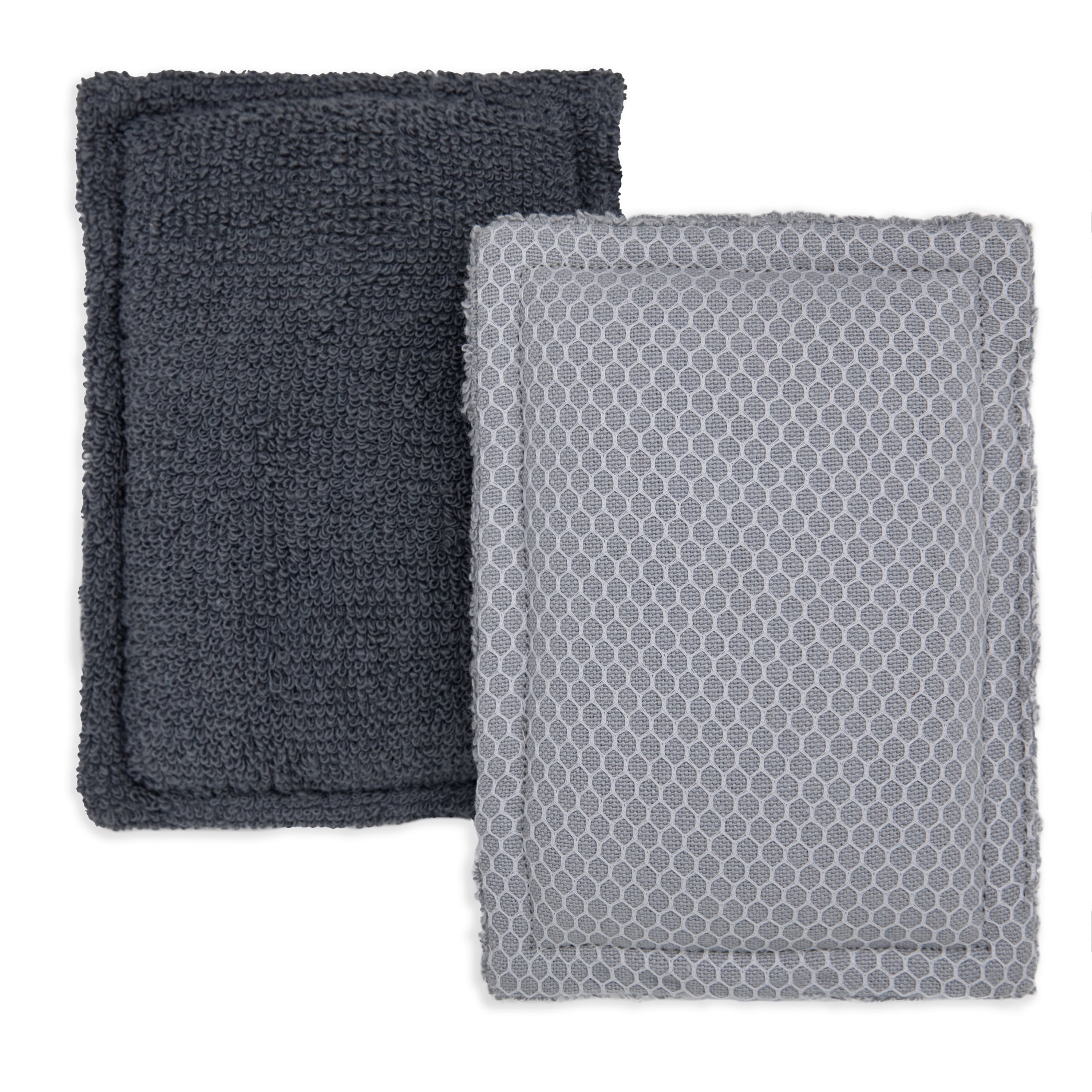 (3 pack) Mainstays 2 Pack Sponge Scrubbers, 100% Cotton Shell, Gray