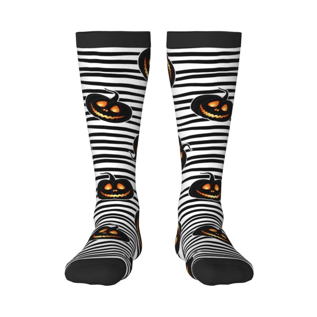 Fotbe Haloween Pumpkins Calcetas Divertidas Estampadas para Hombre y Mujer, Calcetas de Algodón hasta la Rodilla para Caminar, Correr, Enfermería y Embarazo